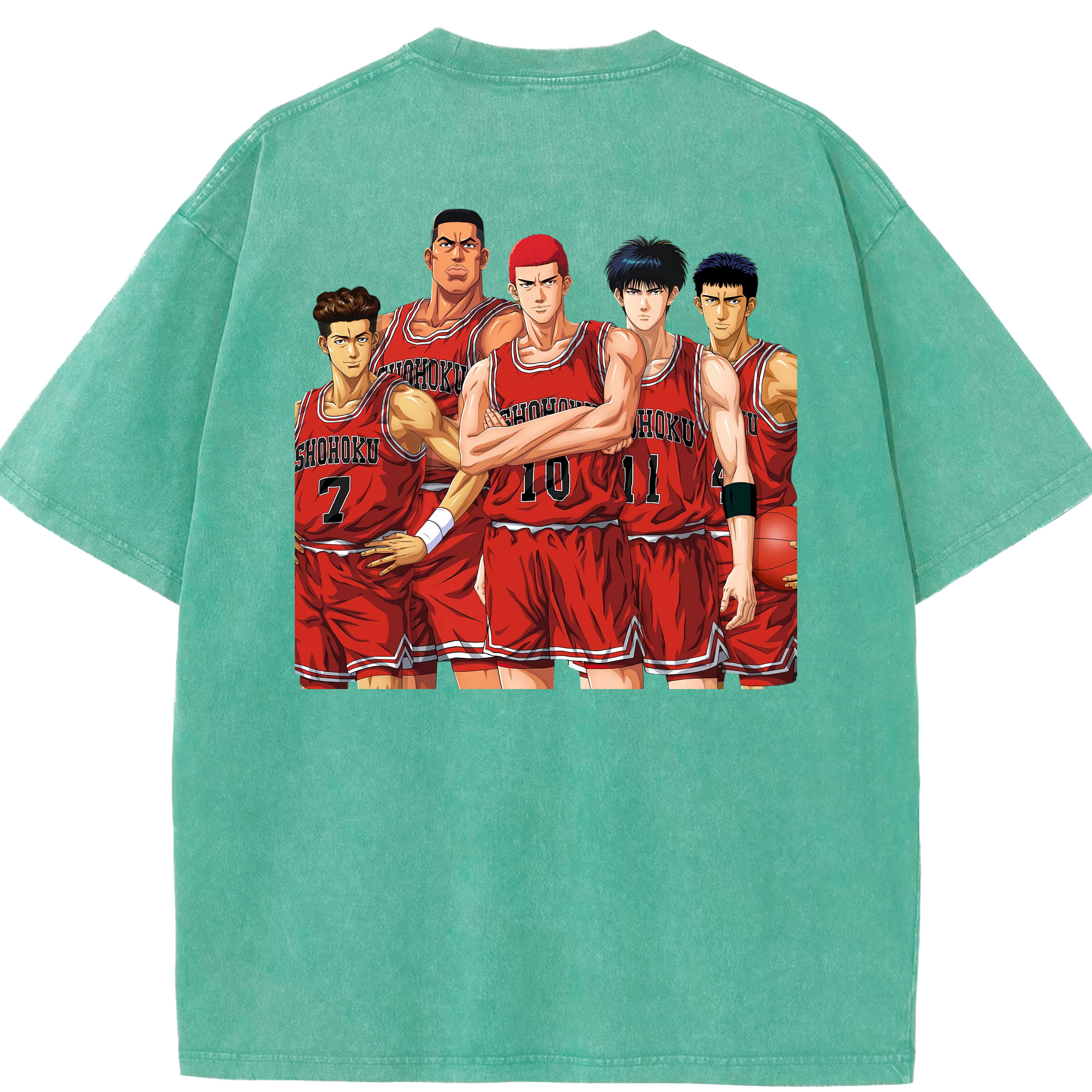 SLAM DUNK／スラムダンク 綿100% ヴィンテージ風 半袖Tシャツ（背面プリント）